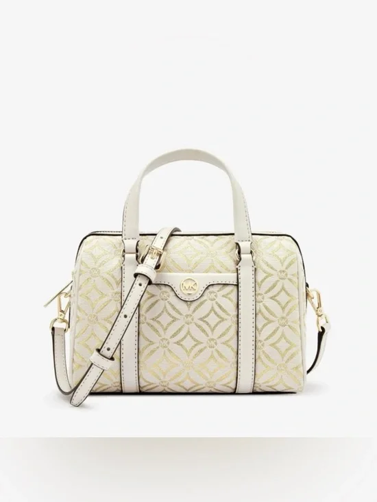 Michael Kors Ivory & Gold Travel Small Duffle Crossbody - Picture 13 of 14